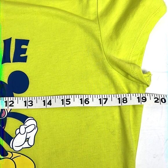 NWT Women's Minnie Loves Mickey Disney Neon Yellow T-Shirt Size L-XL - Picture 10 of 10